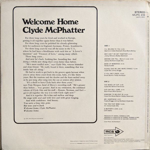 Clyde McPhatter - Welcome Home - Imagen 2
