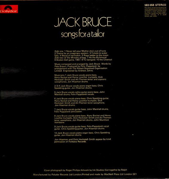 Jack Bruce - Songs For A Tailor - Image 5