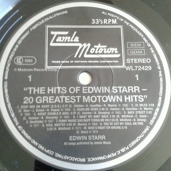 Edwin Starr - The Hits Of Edwin Starr - 20 Greatest Motown Hits - Imagen 2