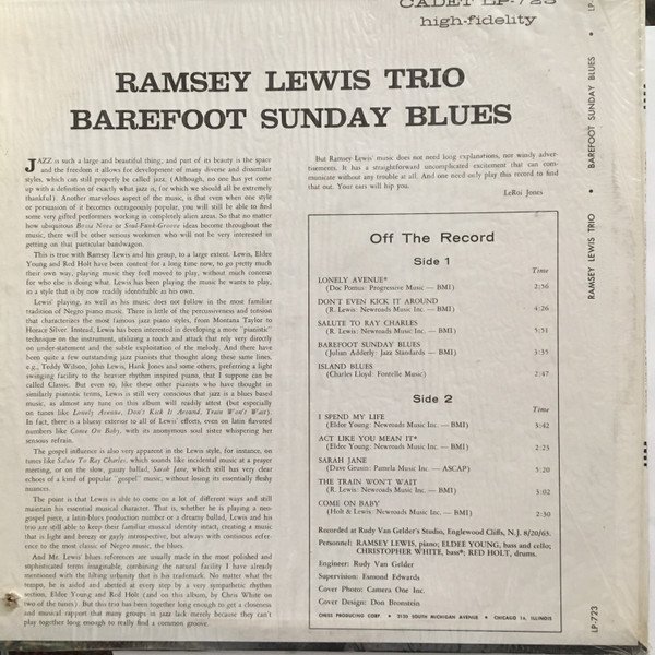 Ramsey Lewis Trio* - Barefoot Sunday Blues - Image 2