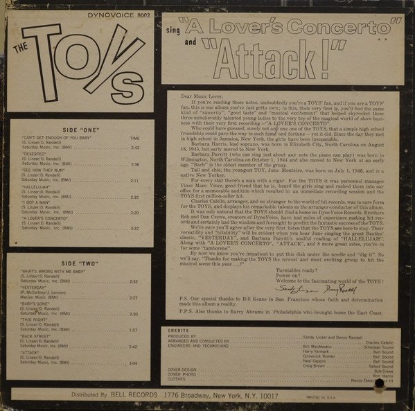 The Toys - The Toys Sing "A Lover's Concerto" And "Attack" - Image 2