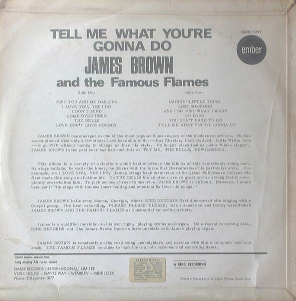 James Brown & The Famous Flames - Tell Me What You're Gonna Do - Image 2