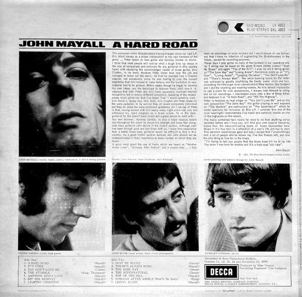 John Mayall And The Bluesbreakers* - A Hard Road - Imagen 2