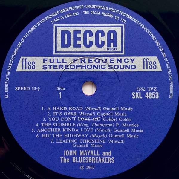 John Mayall And The Bluesbreakers* - A Hard Road - Imagen 3